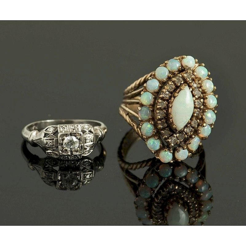 Appraisal: Two Rings Lot comprising an opal diamond and k gold