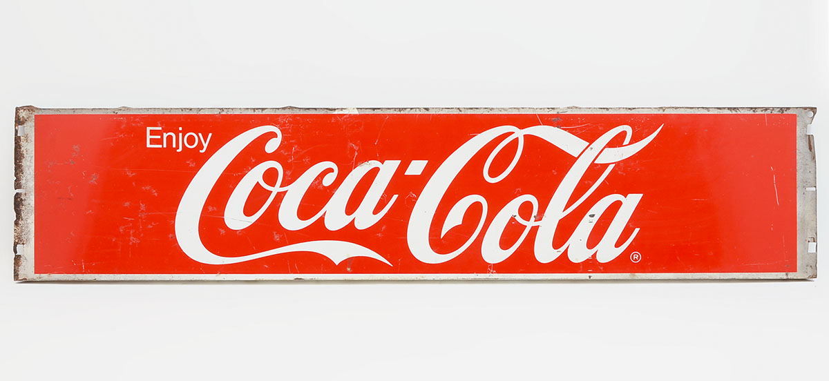 Appraisal: VINTAGE COCA COLA TIN LITHO SIGN Rectangular sign with Coca-Cola