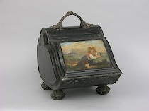 Appraisal: An Antique Tole Painted Coal Scuttle A very decorative th