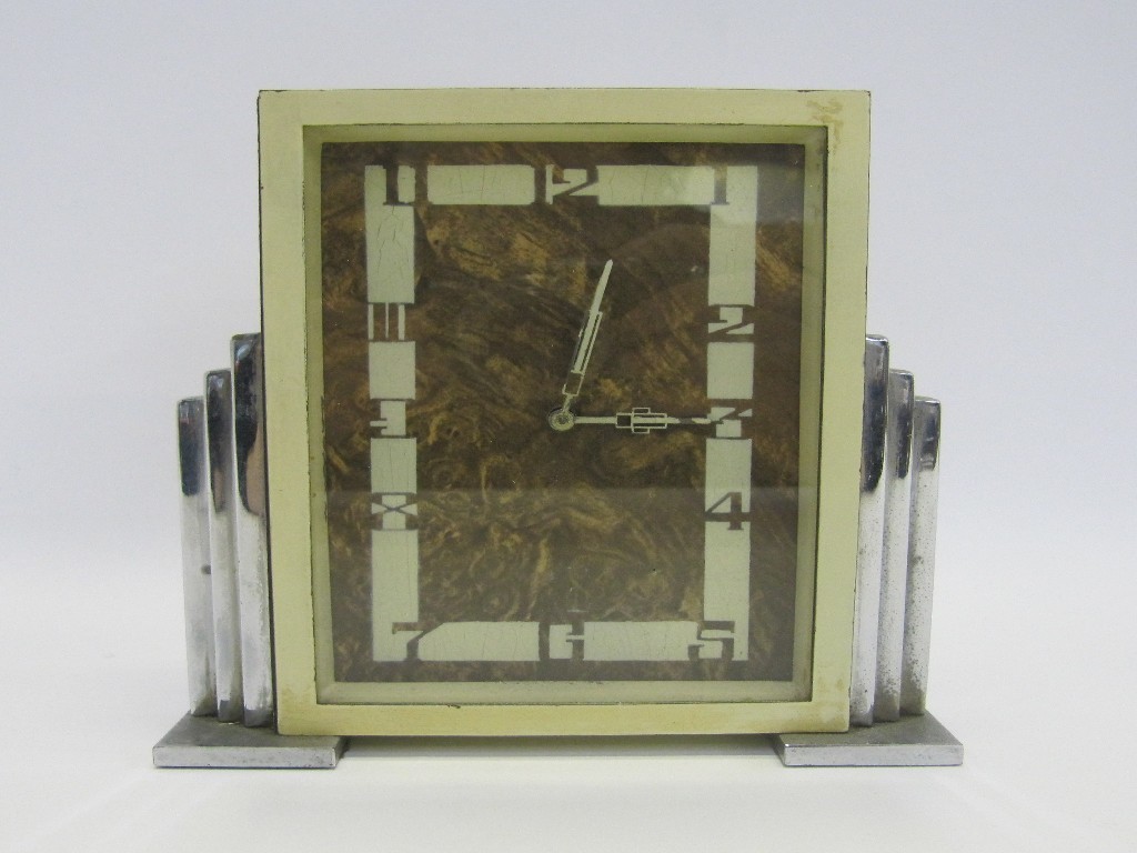 Appraisal: Art Deco mantel clock in chrome mount