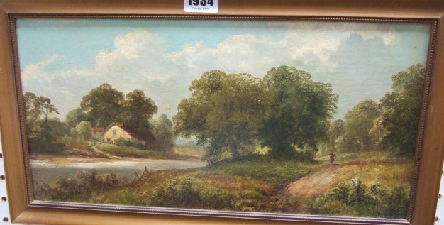 Appraisal: Thomas Stanley Barber fl - A riverside cottage oil on