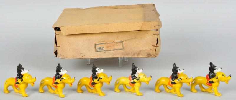 Appraisal: Lot of Bisque Disney Mouse Riding Pluto Figures Description Japanese