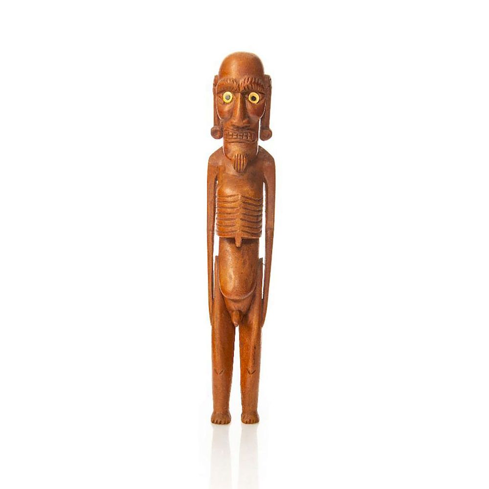 Appraisal: VINTAGE EASTER ISLAND WOODEN FIGURE MOAI KAVAKAVA Carved emaciated male