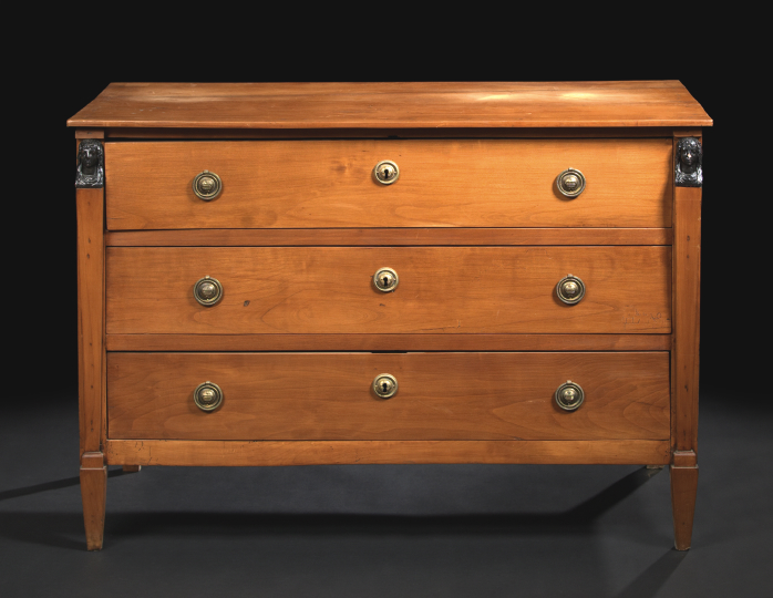 Appraisal: Continental Neoclassical Mahogany Commode mid- th century the rectangular top