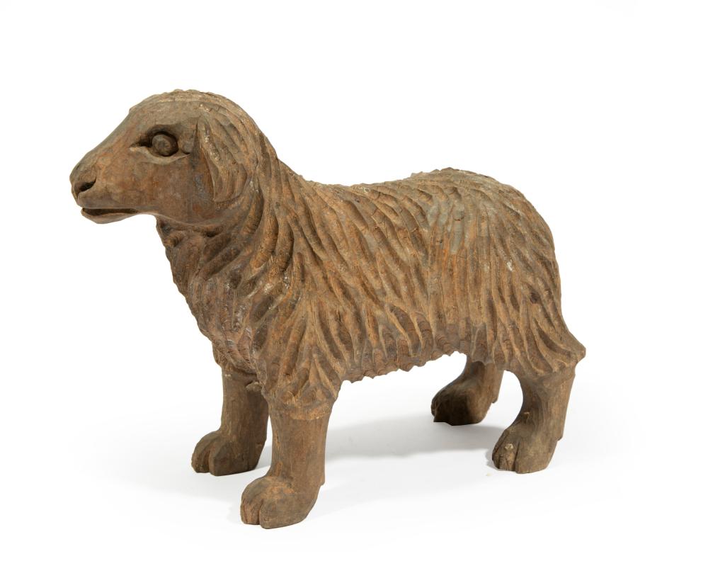 Appraisal: Carved Wood Figure of a Sheep h in w in