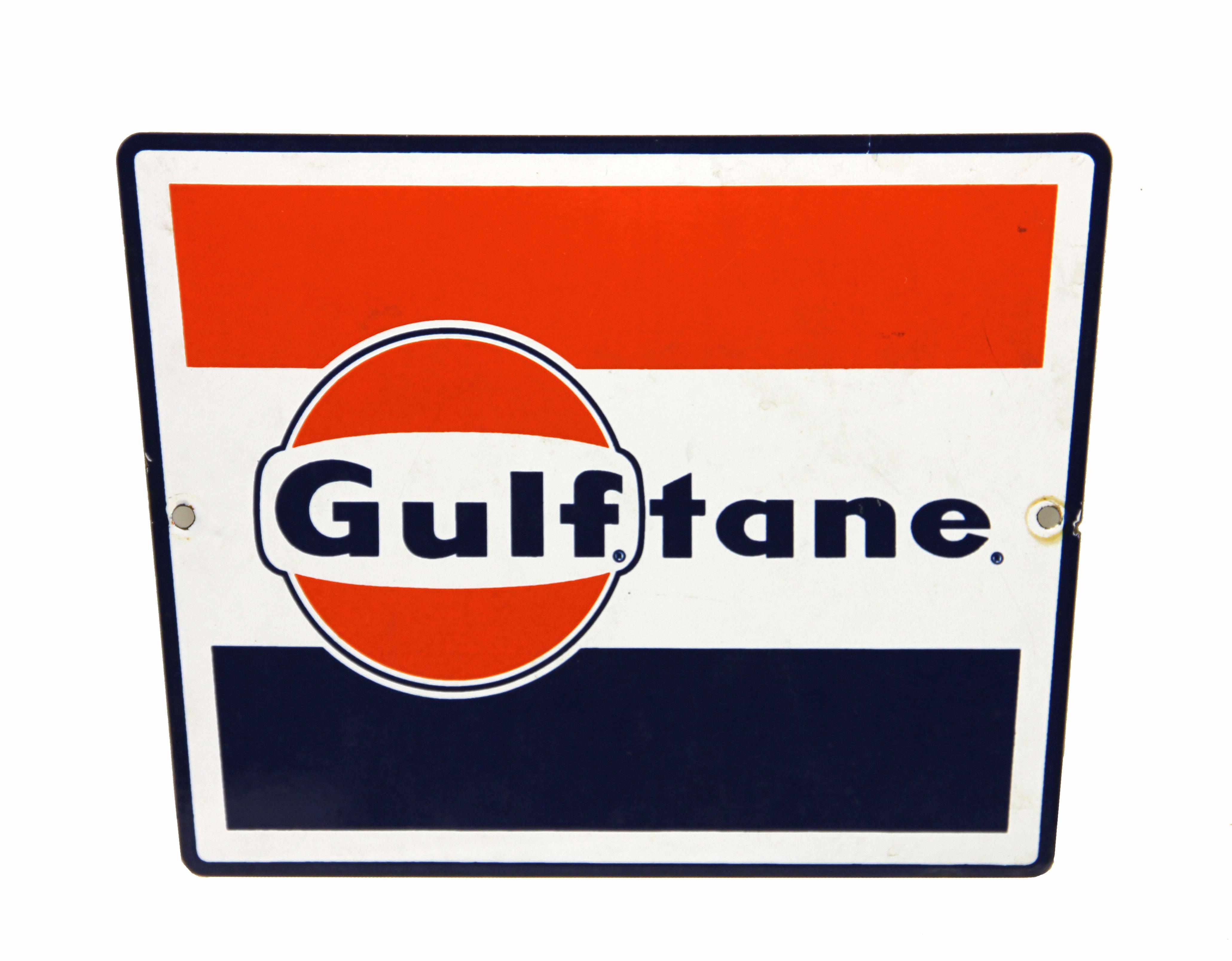 Appraisal: A rare Gulftane pump plate circa s multi-colored porcelain enamel