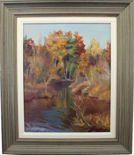 Appraisal: Ethel Du Pont Barksdale Wack - Autumnal River Landscape painting