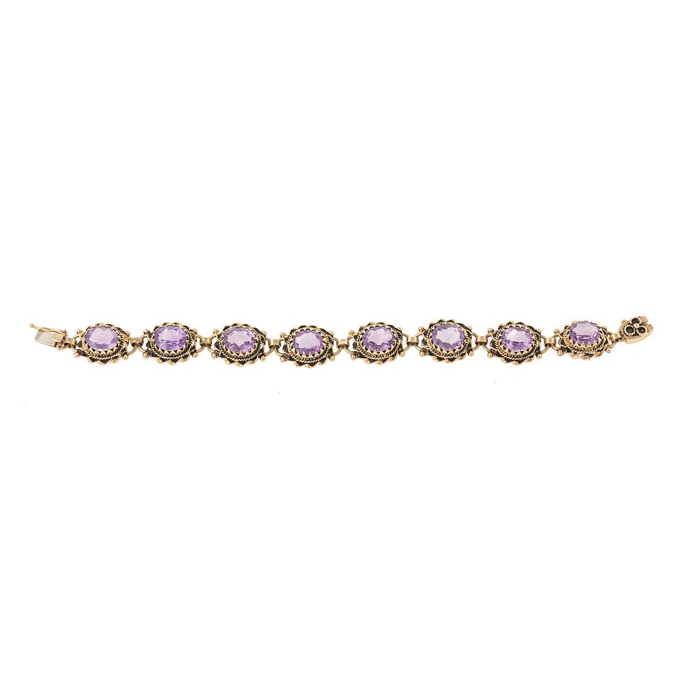 Appraisal: A K Twist Link Amethyst Bracelet K yellow gold link