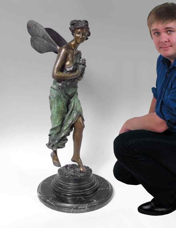 Appraisal: LARGE BRONZE SCULPTURE OF A FAIRY MAIDEN '' h affixed