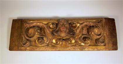 Appraisal: Continental carved gilt and polychrome decorated panel late th early