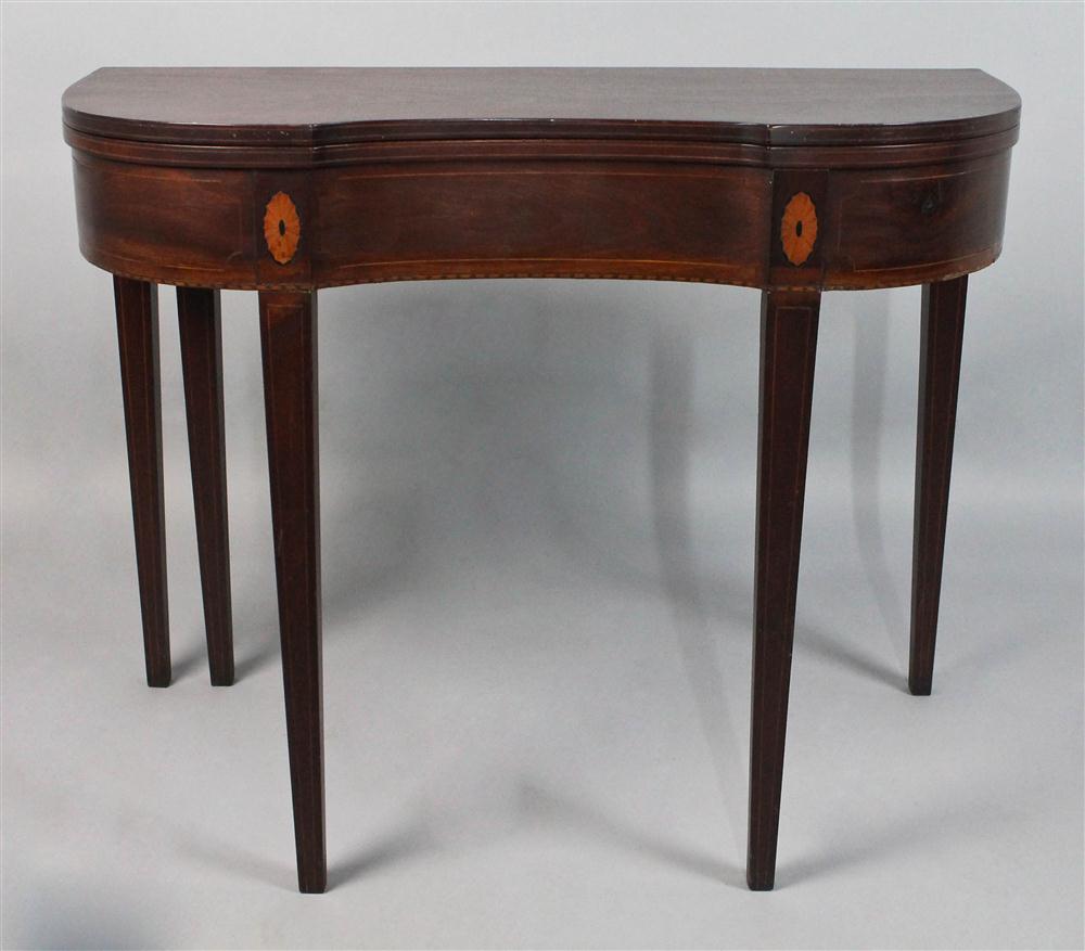 Appraisal: FEDERAL INLAID MAHOGANY CARD TABLE having a shaped and hinged