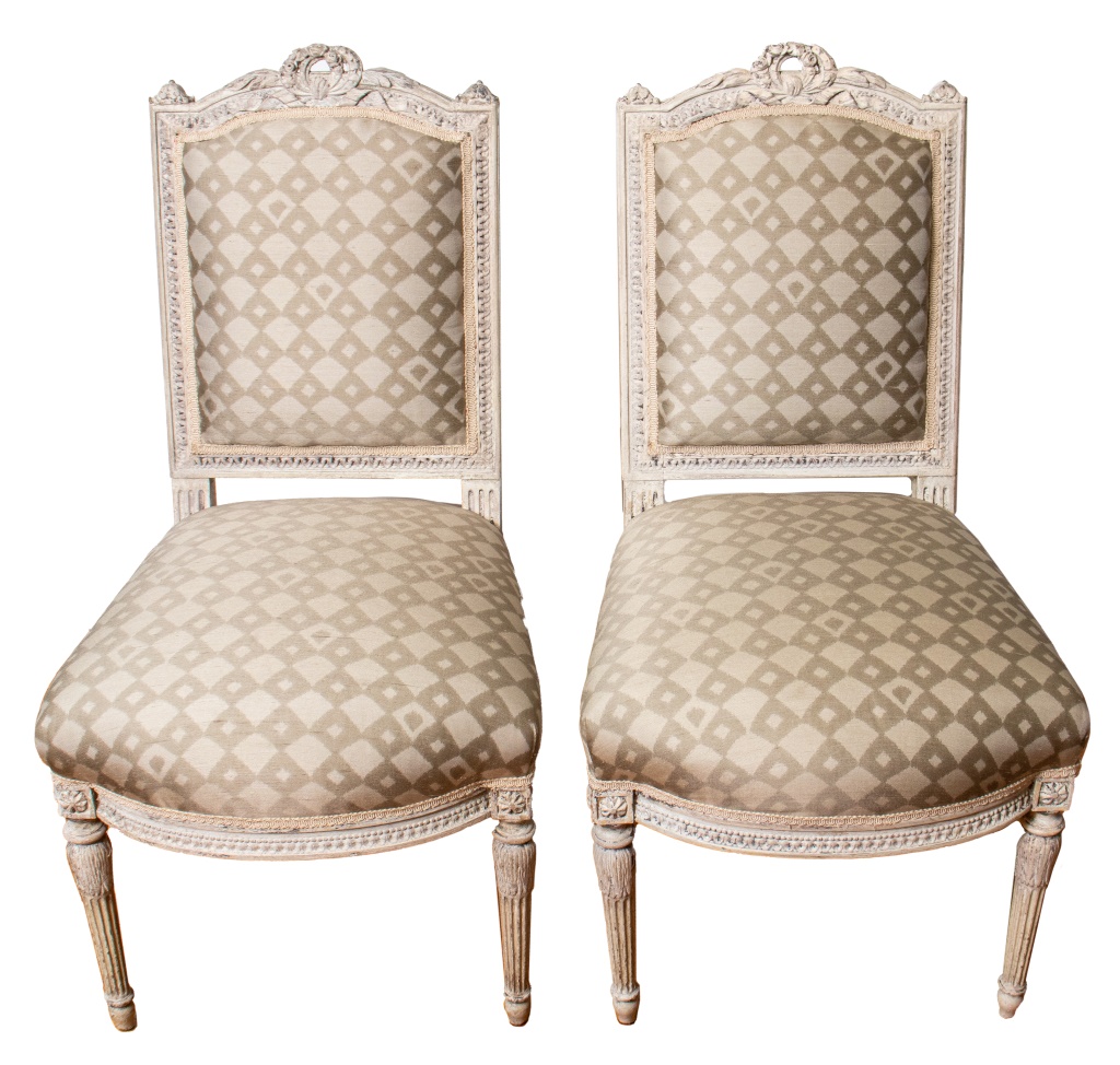 Appraisal: LOUIS XVI MANNER WOOD SIDE CHAIRS PAIR Pair of Louis