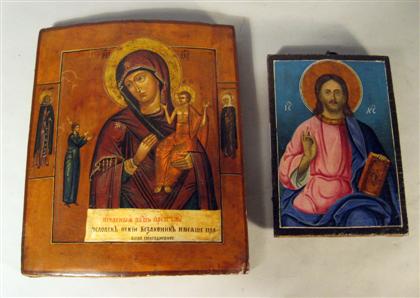 Appraisal: Two Greek or Russian painted icons late th century The