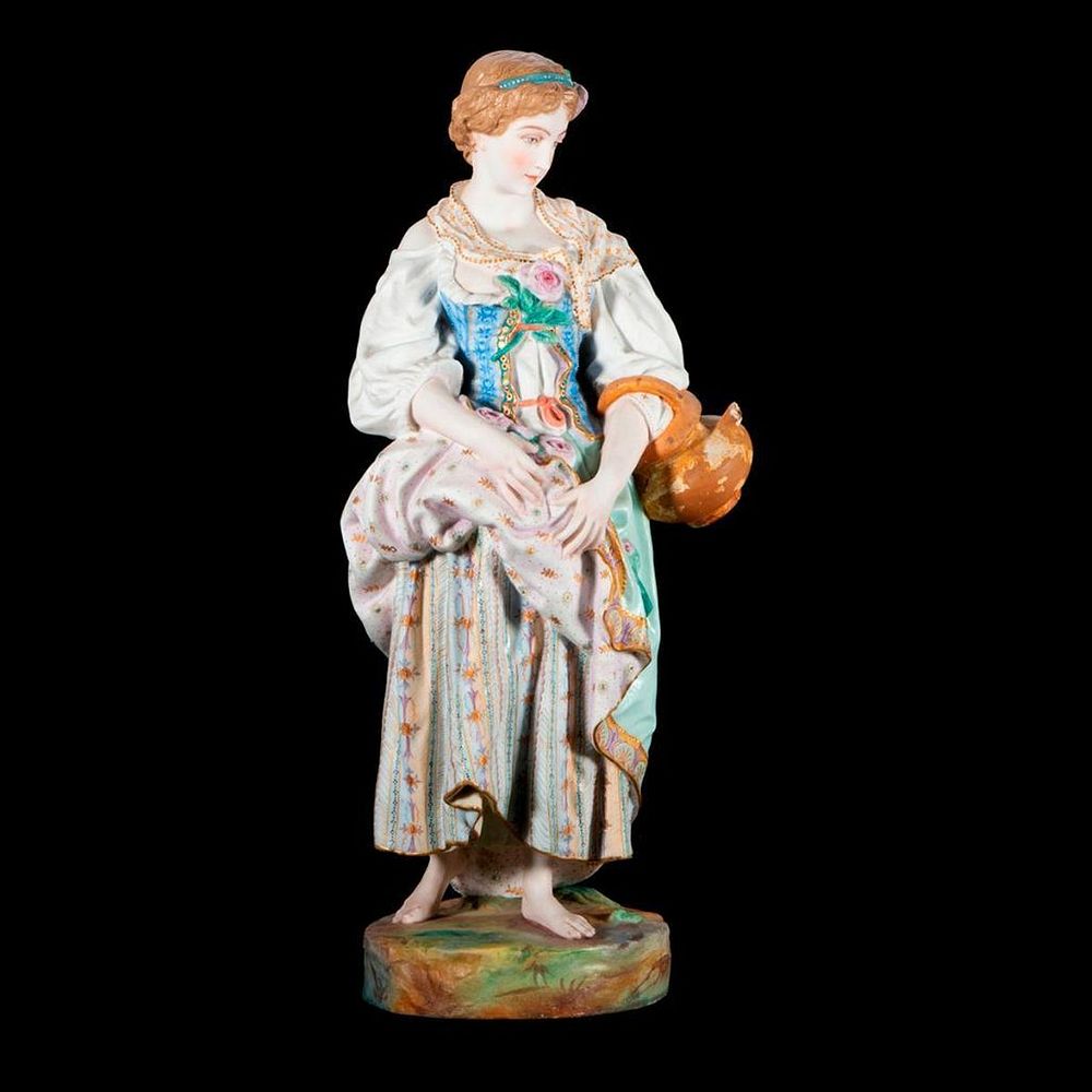 Appraisal: A continental porcelain figurine A continental bisque figurine of a