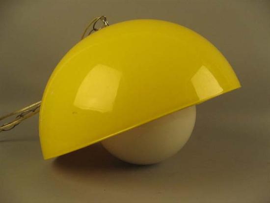 Appraisal: Two Lights Yellow round hanging fixture orange floor standing adjustable