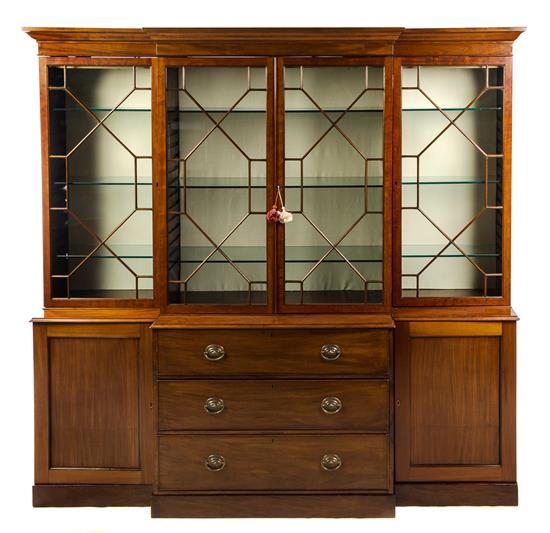 Appraisal: Sale Lot A George III Style Mahogany Breakfront Bookcase th