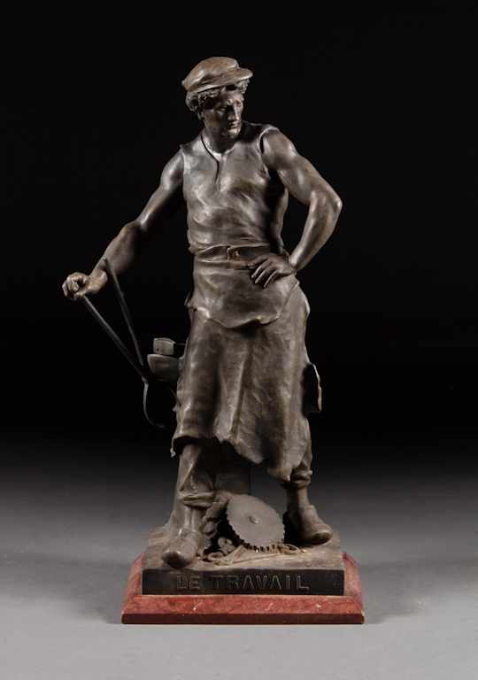 Appraisal: Emile Louis Picault French - ''Le Travail '' patinated spelter