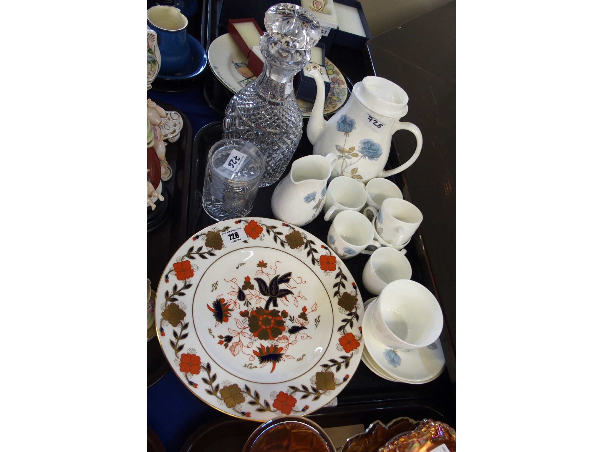 Appraisal: Royal Crown Derby plate Wedgwood Ice Rose coffee set crystal