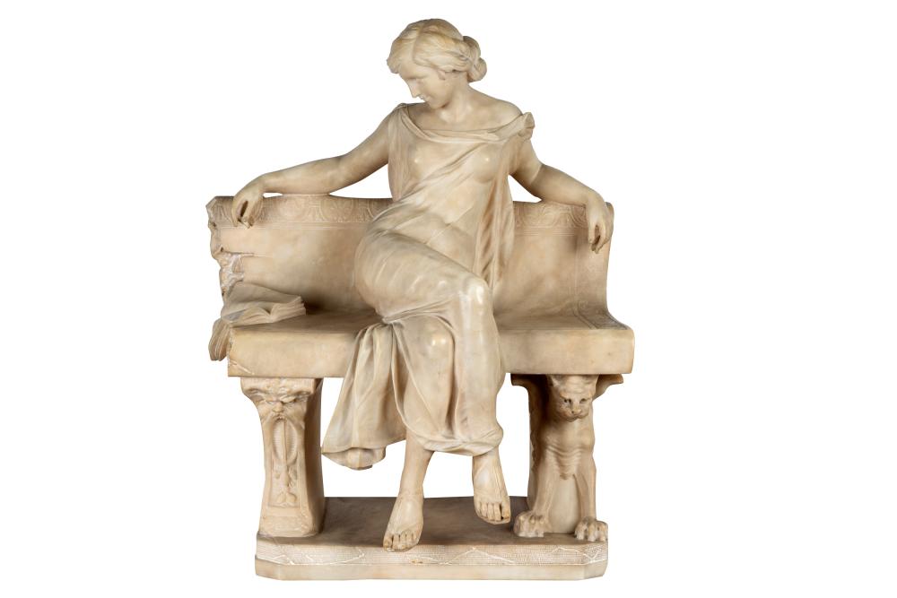 Appraisal: EMILIO P FIASCHI - SEATED FEMALE FIGUREmarble signed verso Provenance