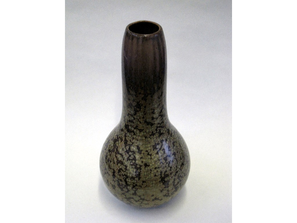 Appraisal: Sarreguemines bottle vase decorated with crystalline and brown glazes impressed