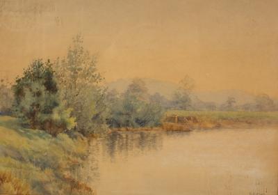 Appraisal: B A Lewis River Scene watercolour cm x cm and