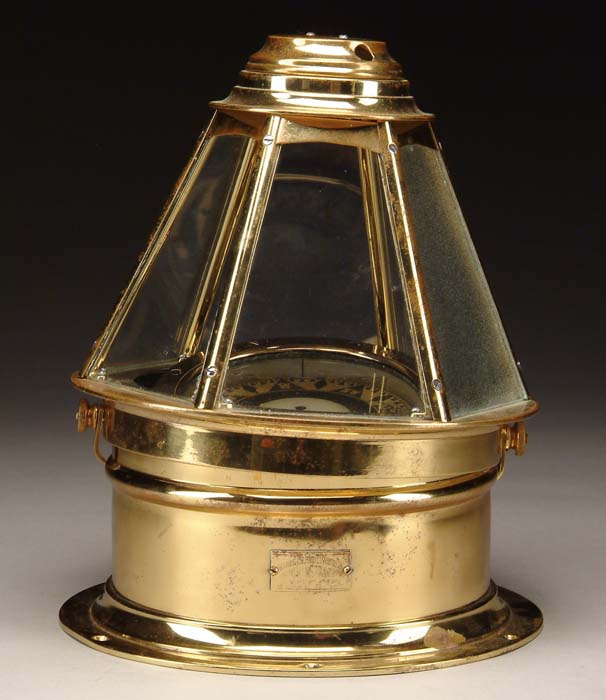 Appraisal: BRASS SHIP S COMPASS BY KELVIN WHITE OF BOSTON Wet