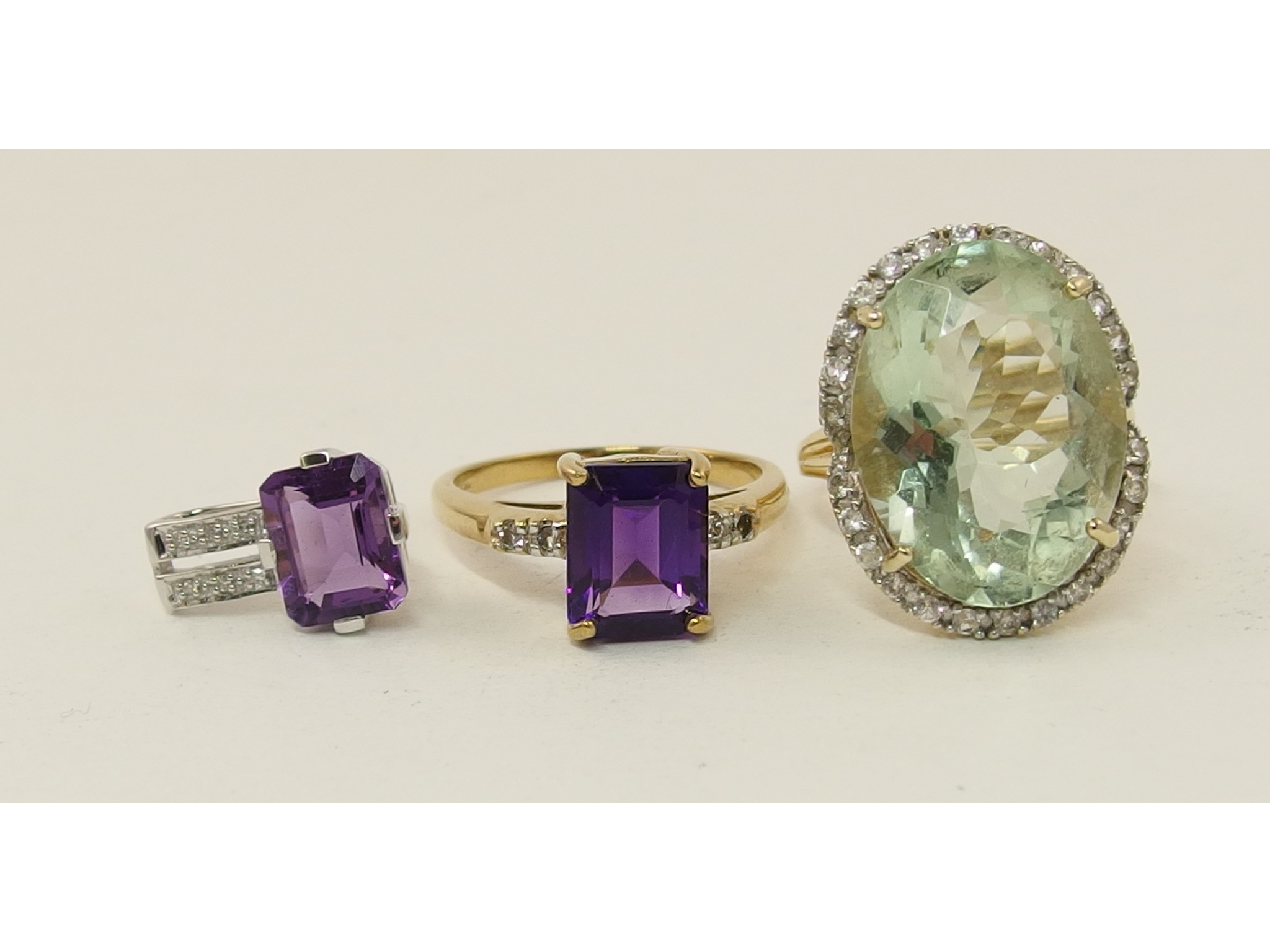 Appraisal: Two ct gem set rings with a gem set pendant