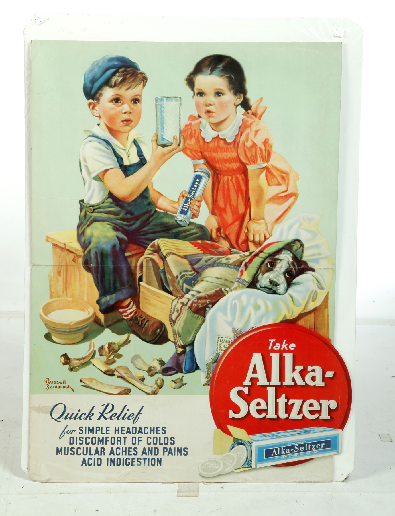 Appraisal: ALKA-SELTZER ADVERTISING POSTER American th century Thick cardboard with young