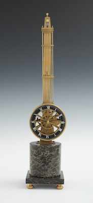 Appraisal: A Mystery Swinger Upside Down Skeleton Clock Apprx - H