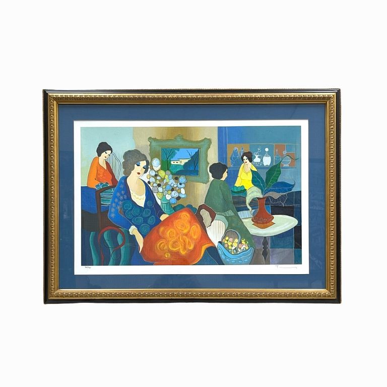 Appraisal: Itzchak Tarkay Cafe Scene Itzchak Tarkay Cafe Scene Measures inches