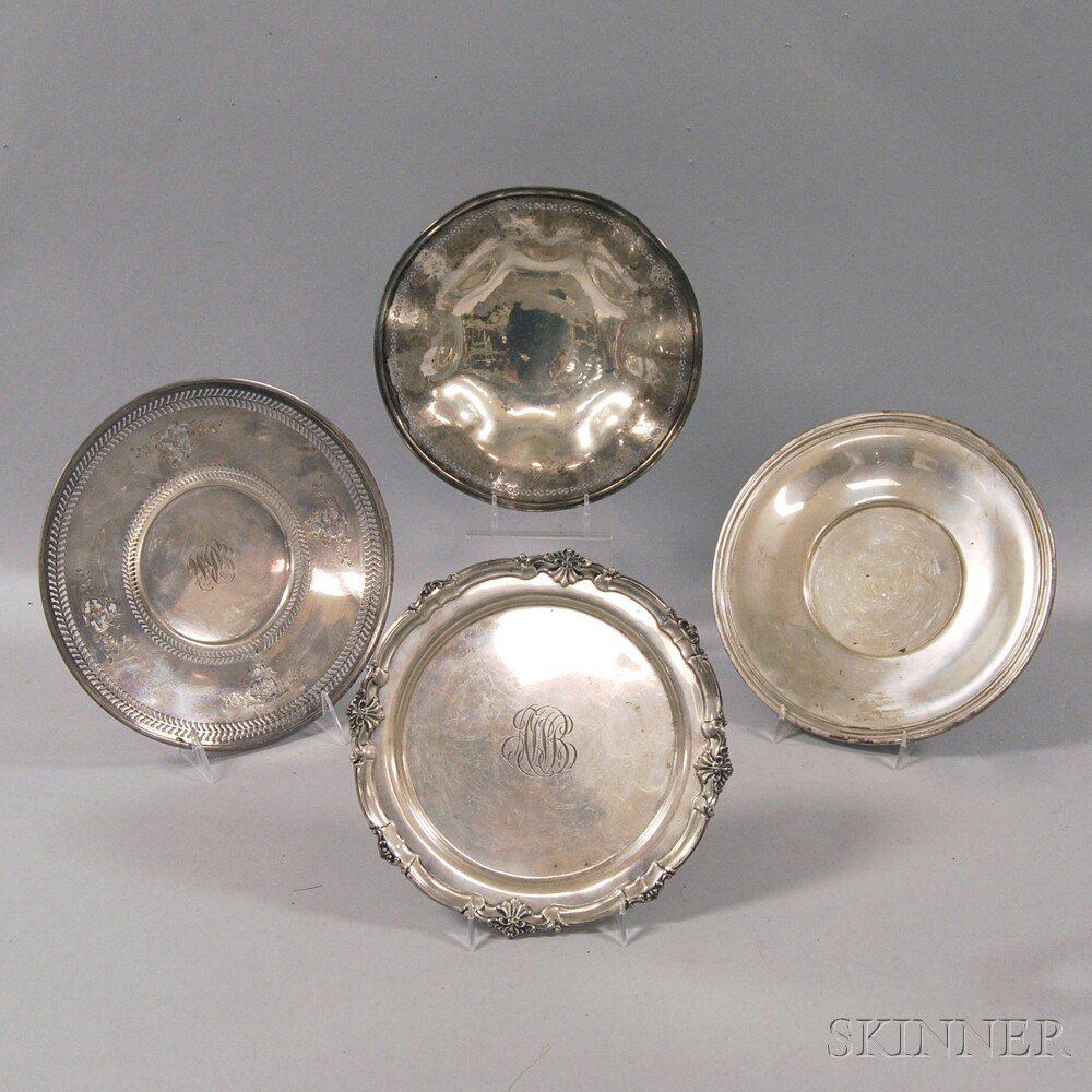 Appraisal: Four American Sterling Silver Dishes a Frank M Whiting footed