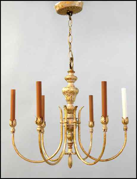 Appraisal: BRASS AND GILT COMPOSITE SIX-LIGHT HANGING FIXTURE '' x ''