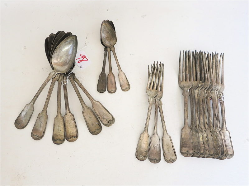 Appraisal: E BENJAMIN COIN SILVER FLATWARE SET twenty-one pieces comprised of