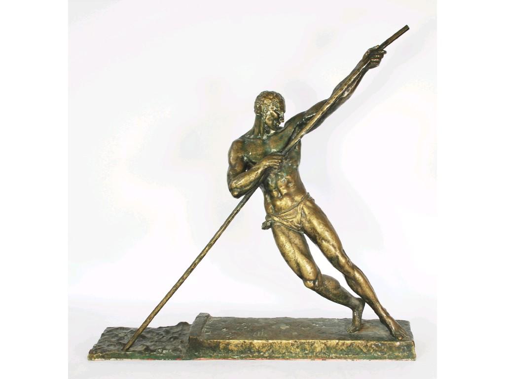 Appraisal: PIERRE Le FAGUAYS GILT BRONZE FIGURE modelled as a semi