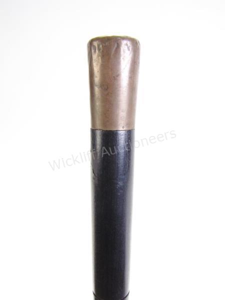 Appraisal: Silver Handled Tippling Cane solid ebony shaft dual compartment shaft