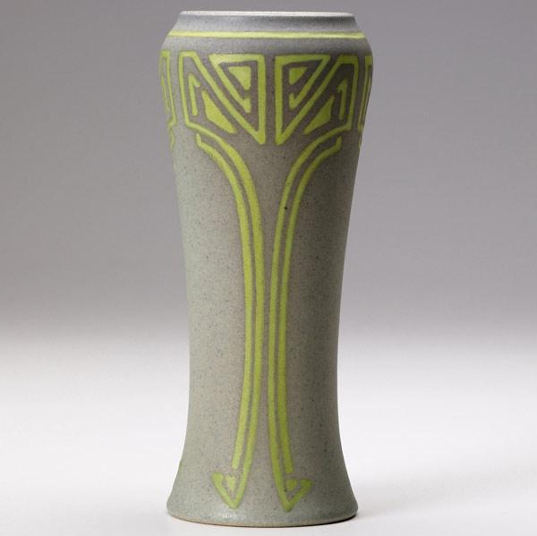 Appraisal: ALBERT VALENTIEN Important vase carved and inlaid with a stylized