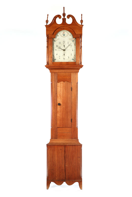 Appraisal: HEPPLEWHITE TALL CASE CLOCK American st half- th century walnut