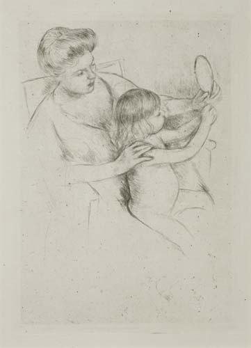 Appraisal: MARY CASSATT Looking into the Hand Mirror No Drypoint x