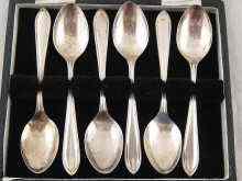 Appraisal: A set of six silver tea spoons hallmarked Sheffield boxed