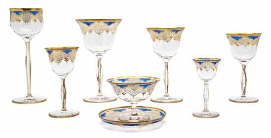 Appraisal: A Gilt and Enameled Glass Partial Stemware Service comprising cordials