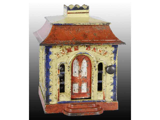 Appraisal: Cast Iron Home without Dormers Mechanical Bank Description Red and