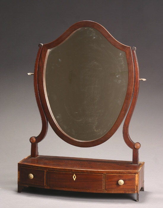 Appraisal: George III Satinwood Inlaid Mahogany Bow-Front Chest Mirror Circa Some