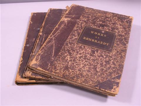 Appraisal: THREE BOOKS OF REMBRANDT PRINTS Leather bound and gold embossed