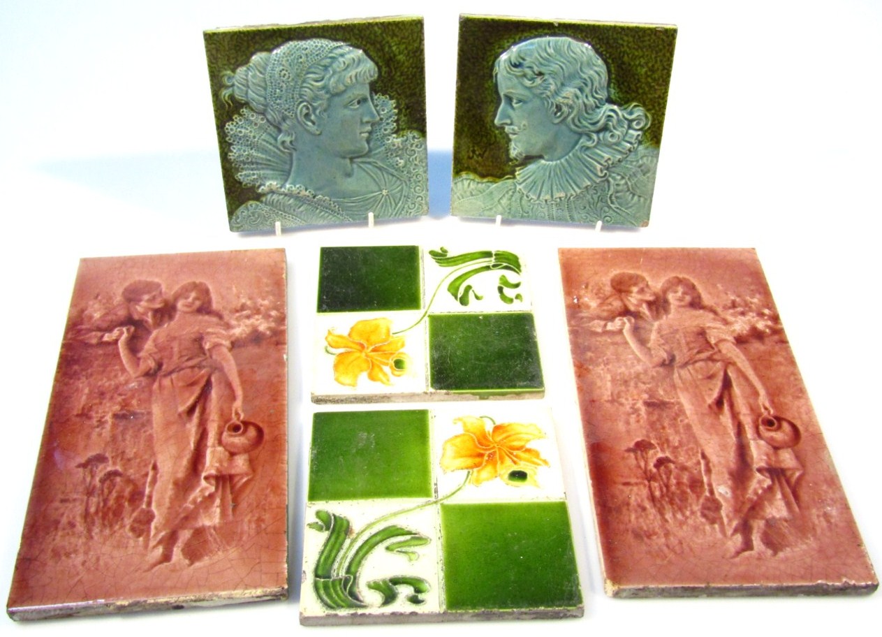 Appraisal: A pair of early thC tiles each of rectangular outline