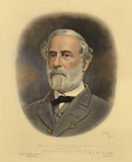 Appraisal: Robert E Lee Memorial Engraved Portrait hand colored engraving of