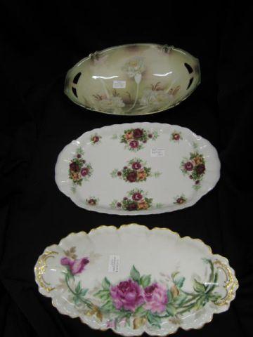 Appraisal: pcs Fine Porcelain Haviland handpainted oval dish a rose luster