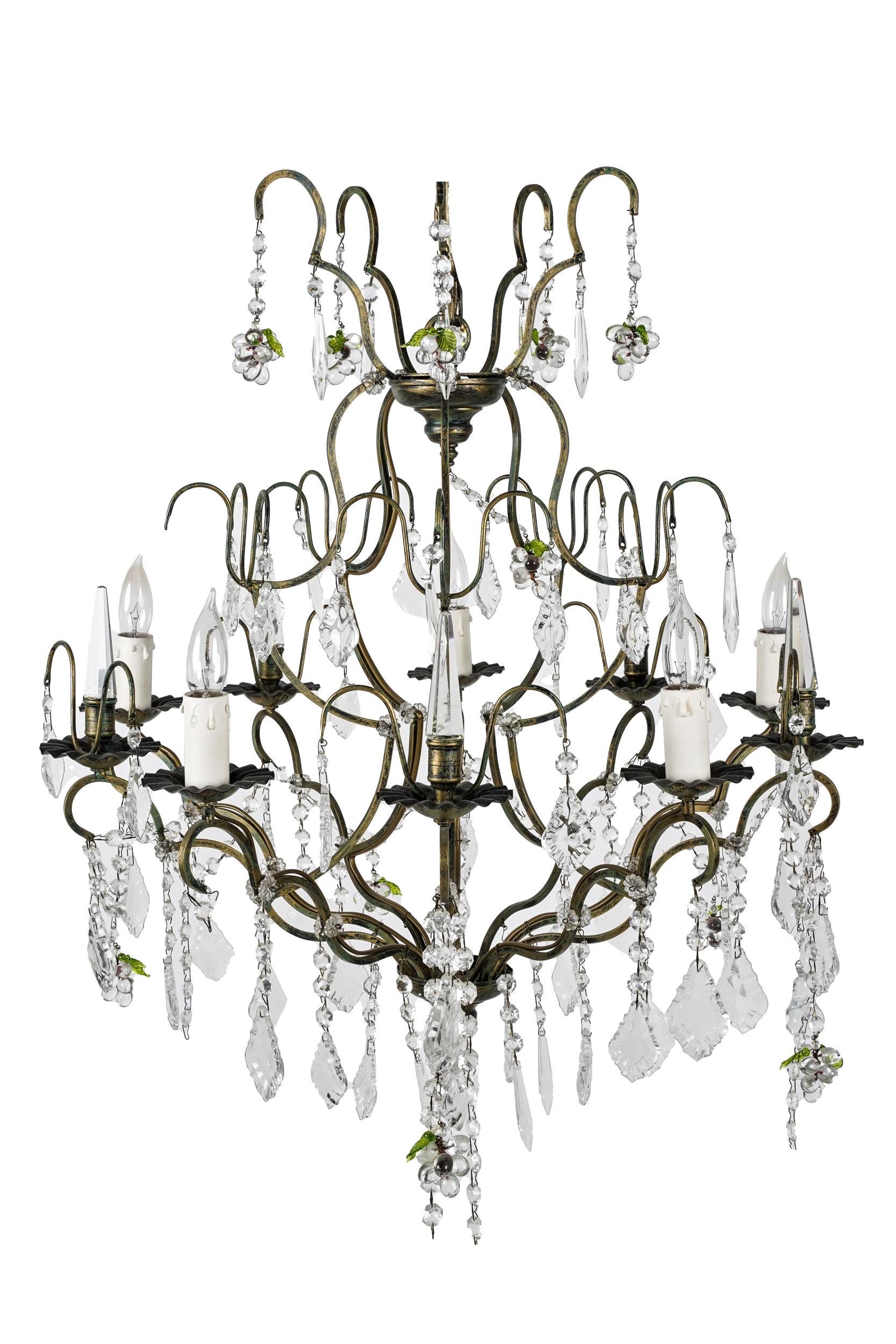 Appraisal: FIVE-LIGHT CRYSTAL CHANDELIER Condition missing some drops inches diameter inches