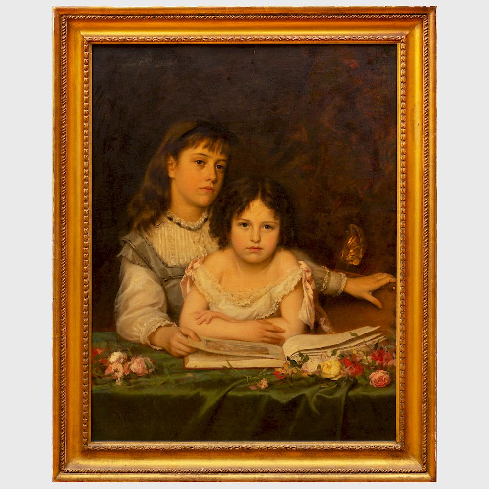 Appraisal: Michele Gordigiani - Portrait of Two Girls Reading Oil on