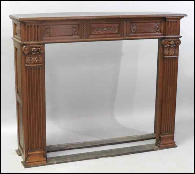 Appraisal: CONTINENTAL CARVED OAK FIREPLACE MANTLE H '' W '' D