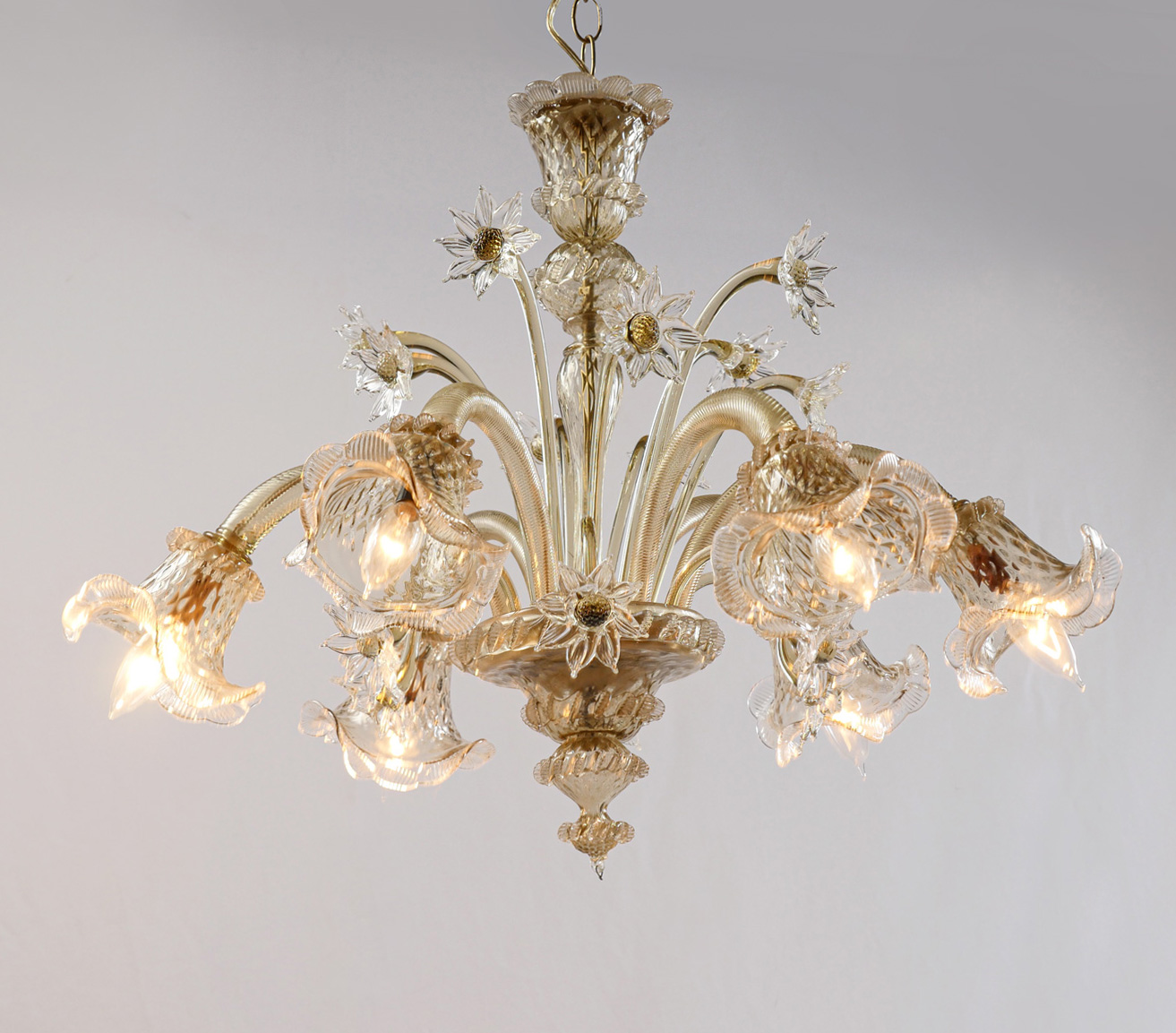 Appraisal: VENETIAN ART GLASS CHANDELIER Venetian glass - light chandelier having